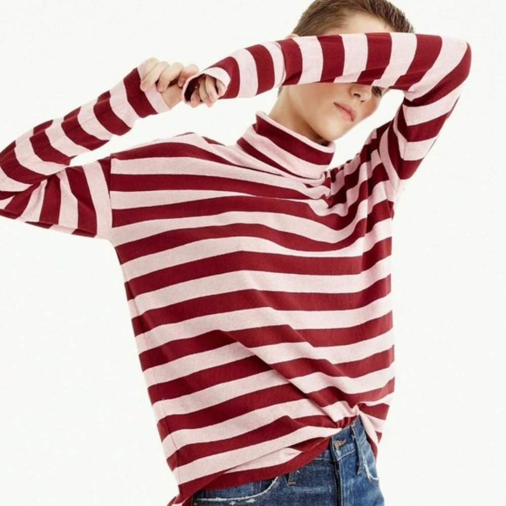 J.CREW | cream and gray deck striped turtleneck